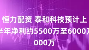 恒力配资 泰和科技预计上半年净利约5500万至6000万